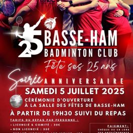 Tournoi et soirée anniversaire avec le club de badminton